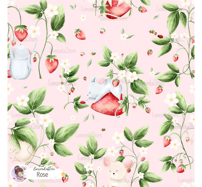 Strawberry Mice exclusive pattern - Rose