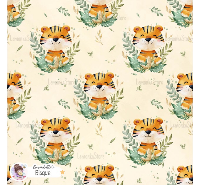 Tiger seamless pattern - Bisque [Exclusive colourway]