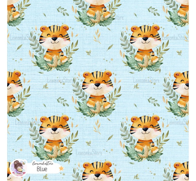 Tiger seamless pattern - Blue [Exclusive colourway]