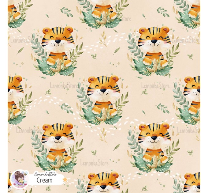 Tiger seamless pattern - Cream [Exclusive colourway]