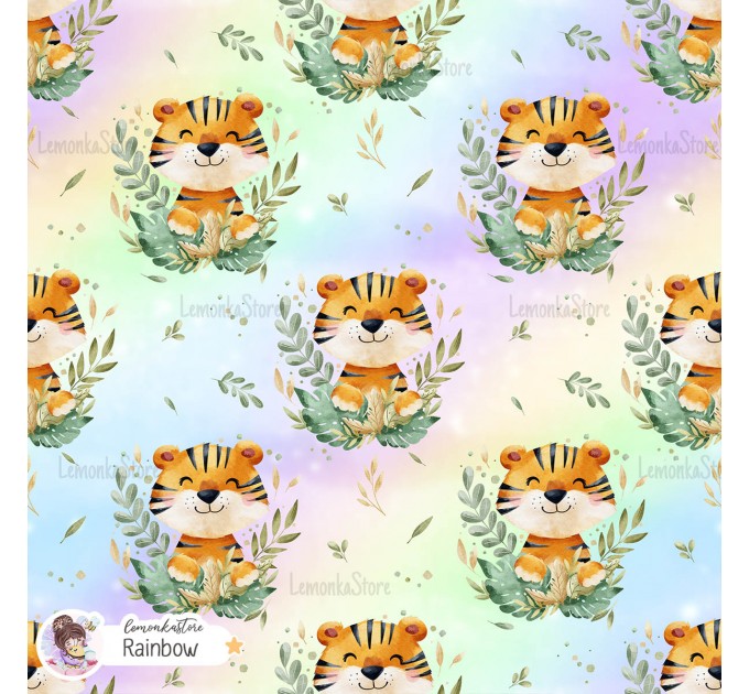 Tiger seamless pattern - Rainbow [Exclusive colourway]