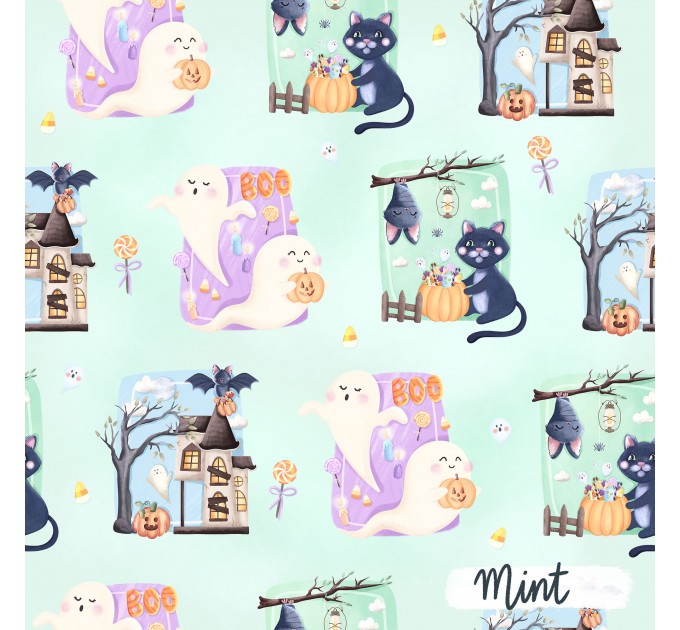 Totally Boo exclusive seamless pattern - Mint