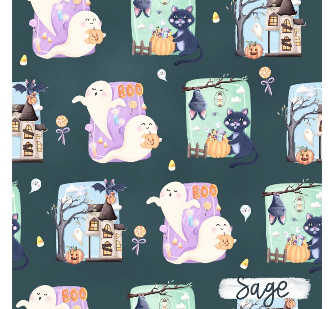 Totally Boo exclusive seamless pattern - Sage