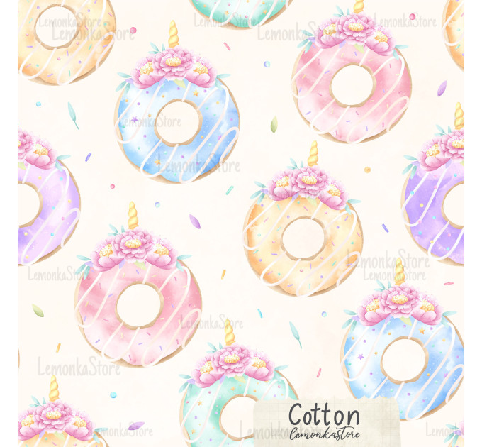 Unicorn Donuts exclusive seamless pattern - Cotton