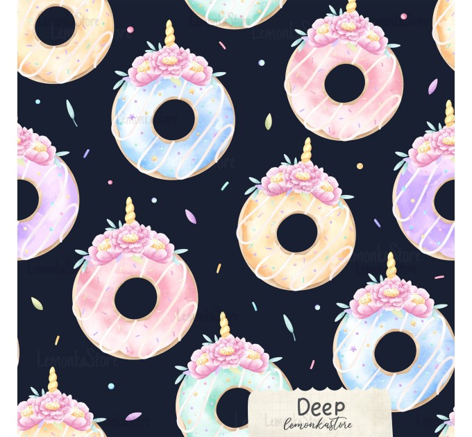 Unicorn Donuts exclusive seamless pattern - Deep