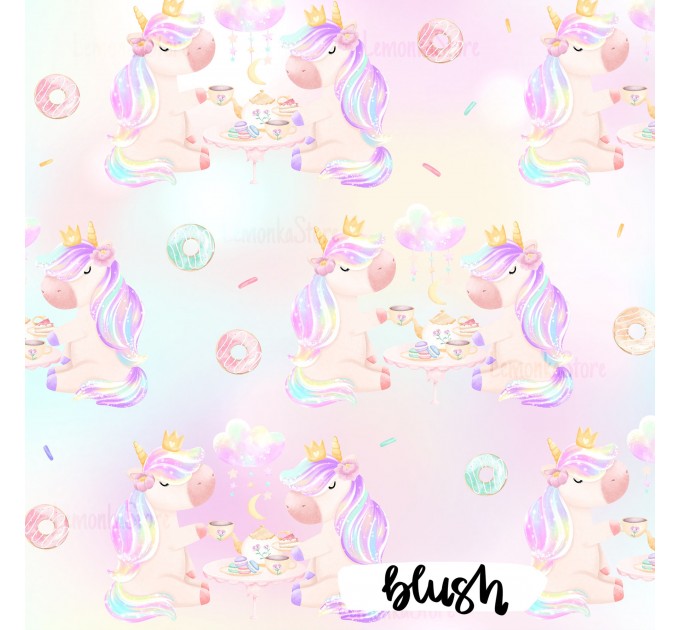 Unicorns Tea Party exclusive seamless pattern - Blush