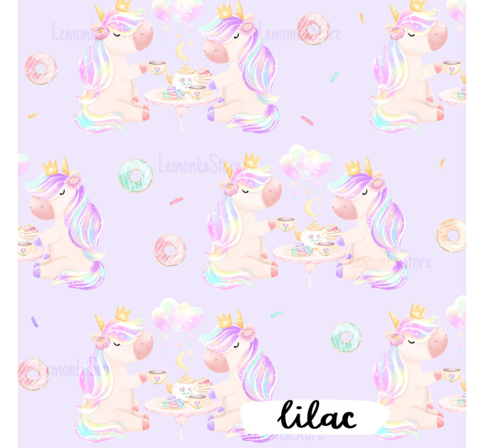 Unicorns Tea Party exclusive seamless pattern - Lilac