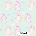 Unicorns Tea Party exclusive seamless pattern - Mint