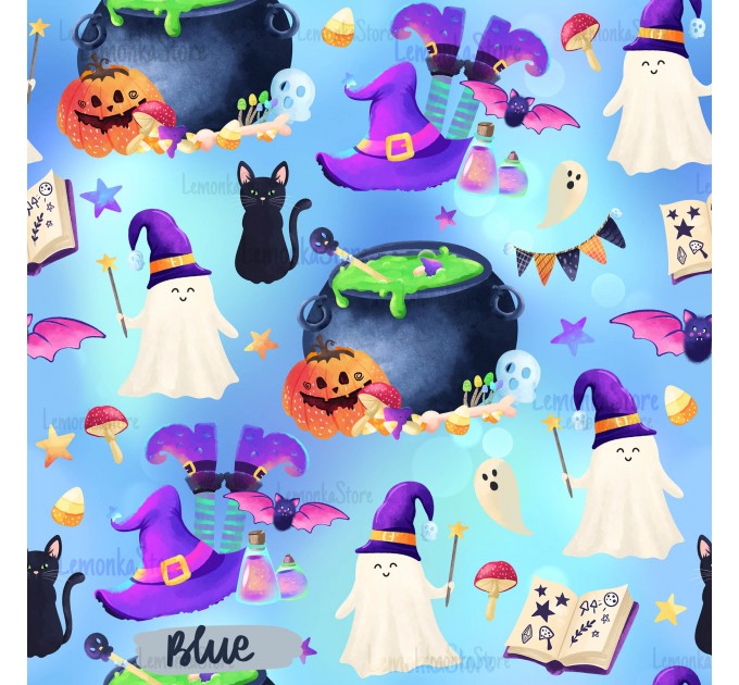 Witch Vibes exclusive seamless pattern - Blue