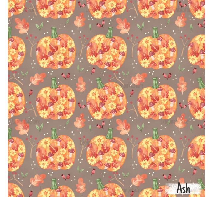 Autumn Pumpkin [NON-exclusive] seamless pattern - Ash