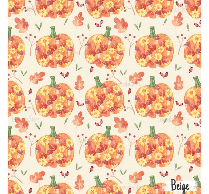 Autumn Pumpkin [NON-exclusive] seamless pattern - Beige