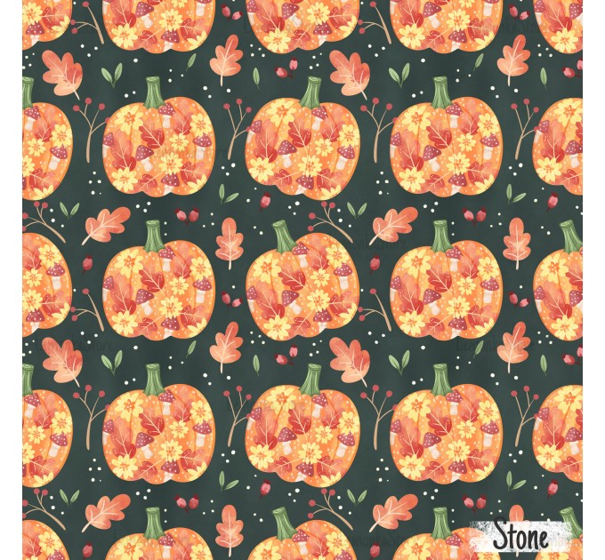 Autumn Pumpkin [NON-exclusive] seamless pattern - Stone