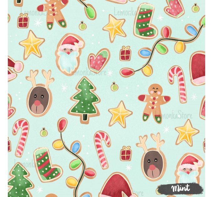 Christmas Gingerbreads [NON-exclusive] seamless pattern - Mint