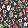 Christmas Gingerbreads [NON-exclusive] seamless pattern - Night