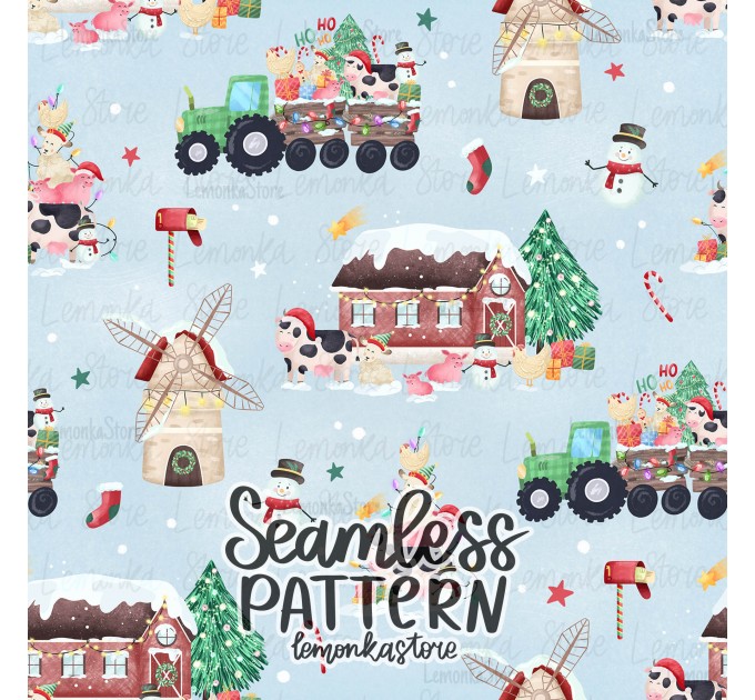 Christmas on the farm [NON-exclusive] seamless pattern