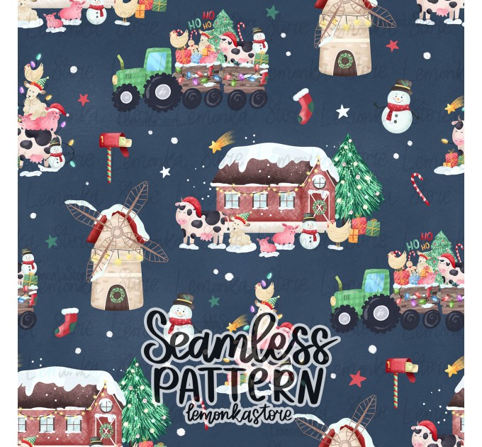 Christmas on the farm [NON-exclusive] seamless pattern