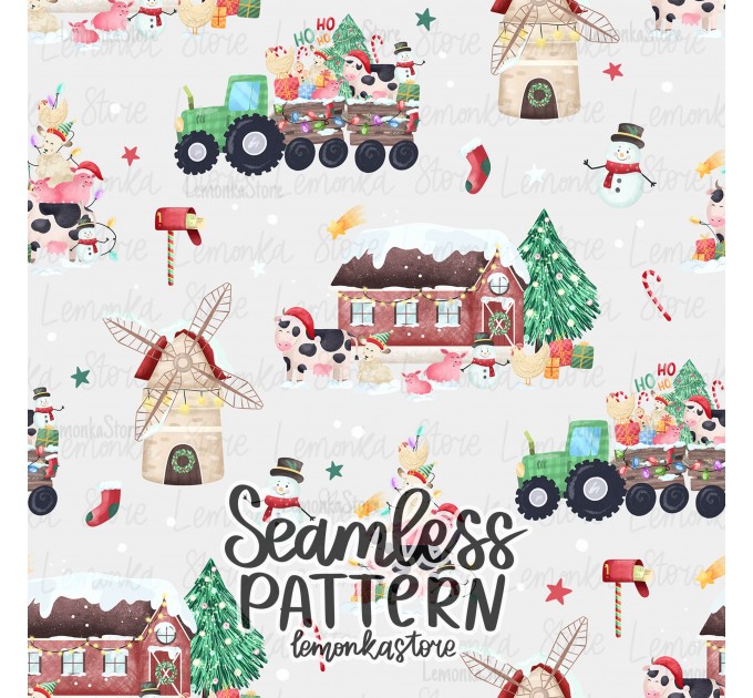 Christmas on the farm [NON-exclusive] seamless pattern