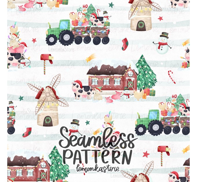 Christmas on the farm [NON-exclusive] seamless pattern