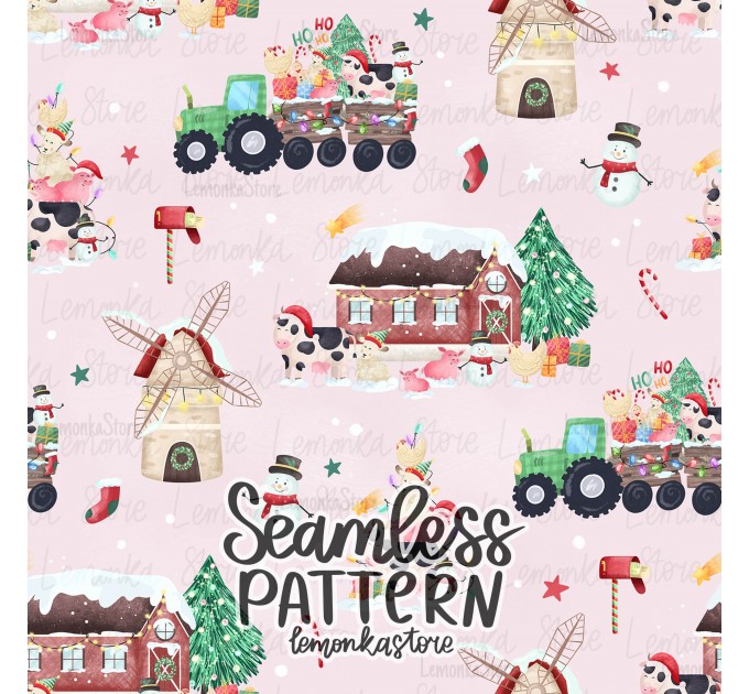 Christmas on the farm [NON-exclusive] seamless pattern