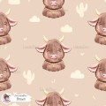 Highland Baby Cow seamless pattern - Brown