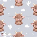 Highland Baby Cow seamless pattern - Grey