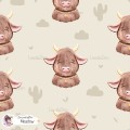 Highland Baby Cow seamless pattern - Meadow