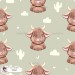 Highland Baby Cow seamless pattern - Olive