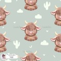 Highland Baby Cow seamless pattern - Sage