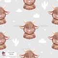 Highland Baby Cow seamless pattern - Stone