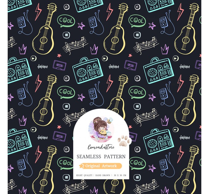 Let's Rock seamless pattern 8 in 1