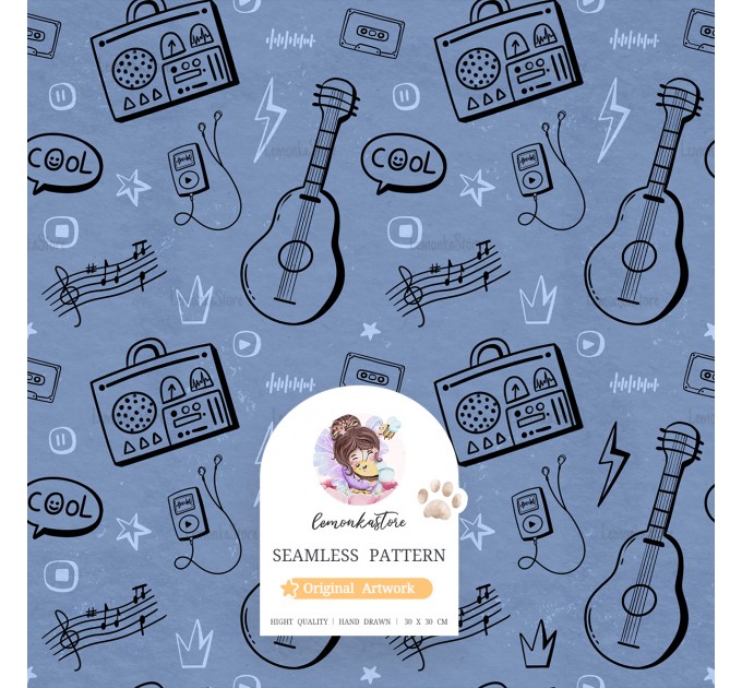 Let's Rock seamless pattern 8 in 1