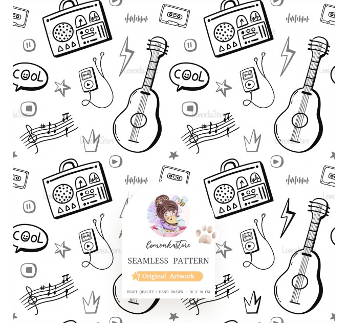 Let's Rock seamless pattern 8 in 1