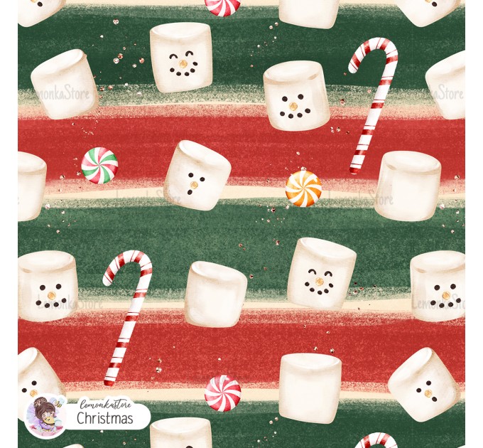 Marshmallow Snowman seamless pattern - Christmas