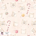 Marshmallow Snowman seamless pattern - Milky