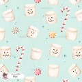 Marshmallow Snowman seamless pattern - Mint