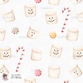 Marshmallow Snowman seamless pattern - Off White