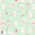 Marshmallow Snowman seamless pattern - Soft