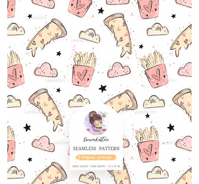 Pizza Day seamless pattern 5 in 1