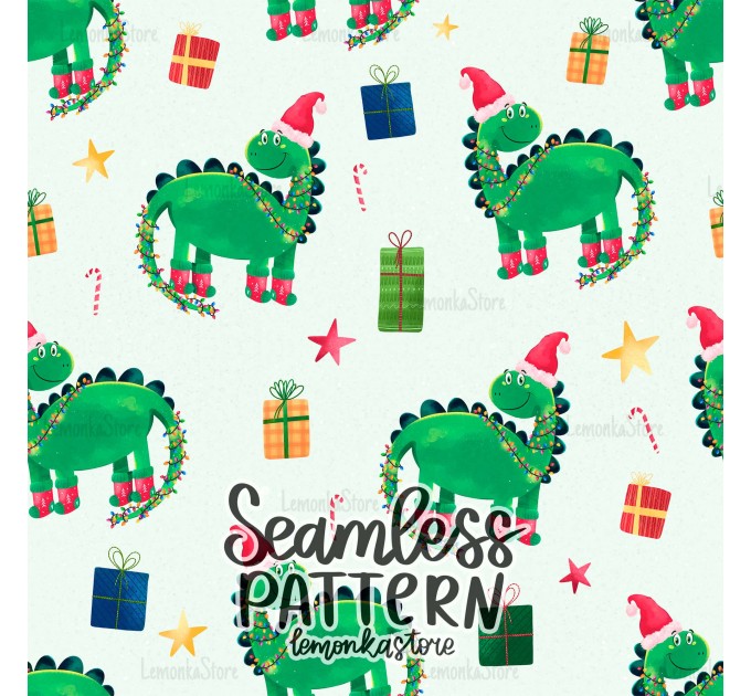 Santa's Favourite Dino [NON-exclusive] seamless pattern