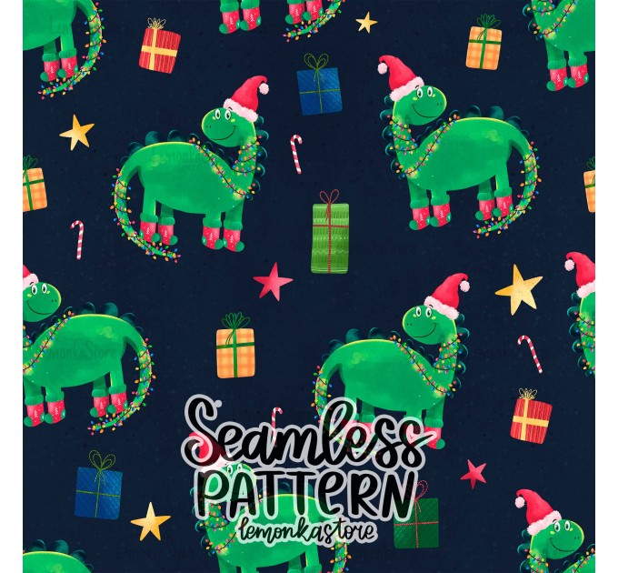 Santa's Favourite Dino [NON-exclusive] seamless pattern