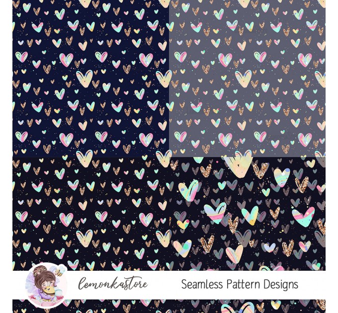 Whimsical Hearts  [NON-exclusive] seamles pattern | 11 in 1