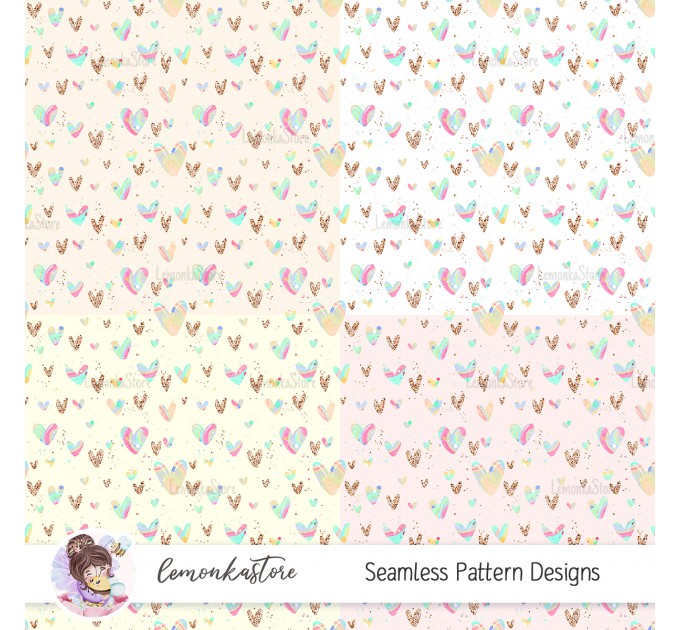 Whimsical Hearts  [NON-exclusive] seamles pattern | 11 in 1