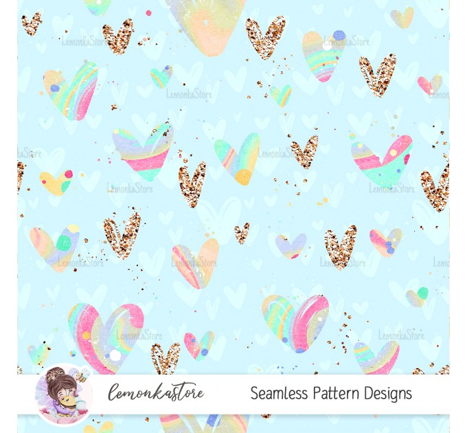 Whimsical Hearts  [NON-exclusive] seamles pattern | 11 in 1