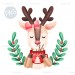 Christmas Deer with Bow PNG Clipart