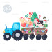 Christmas farm tractor Blue PNG Clipart