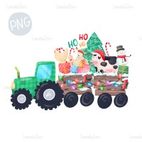 Christmas farm tractor Green PNG Clipart