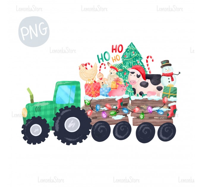 Christmas farm tractor Green PNG Clipart