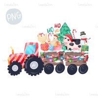 Christmas farm tractor Red PNG Clipart