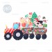 Christmas farm tractor Red PNG Clipart