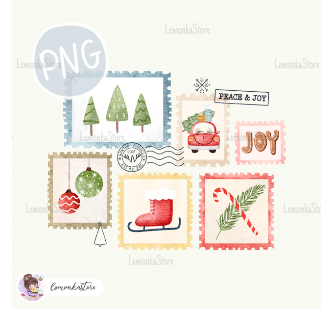 Christmas Postmarks PNG ClipArt